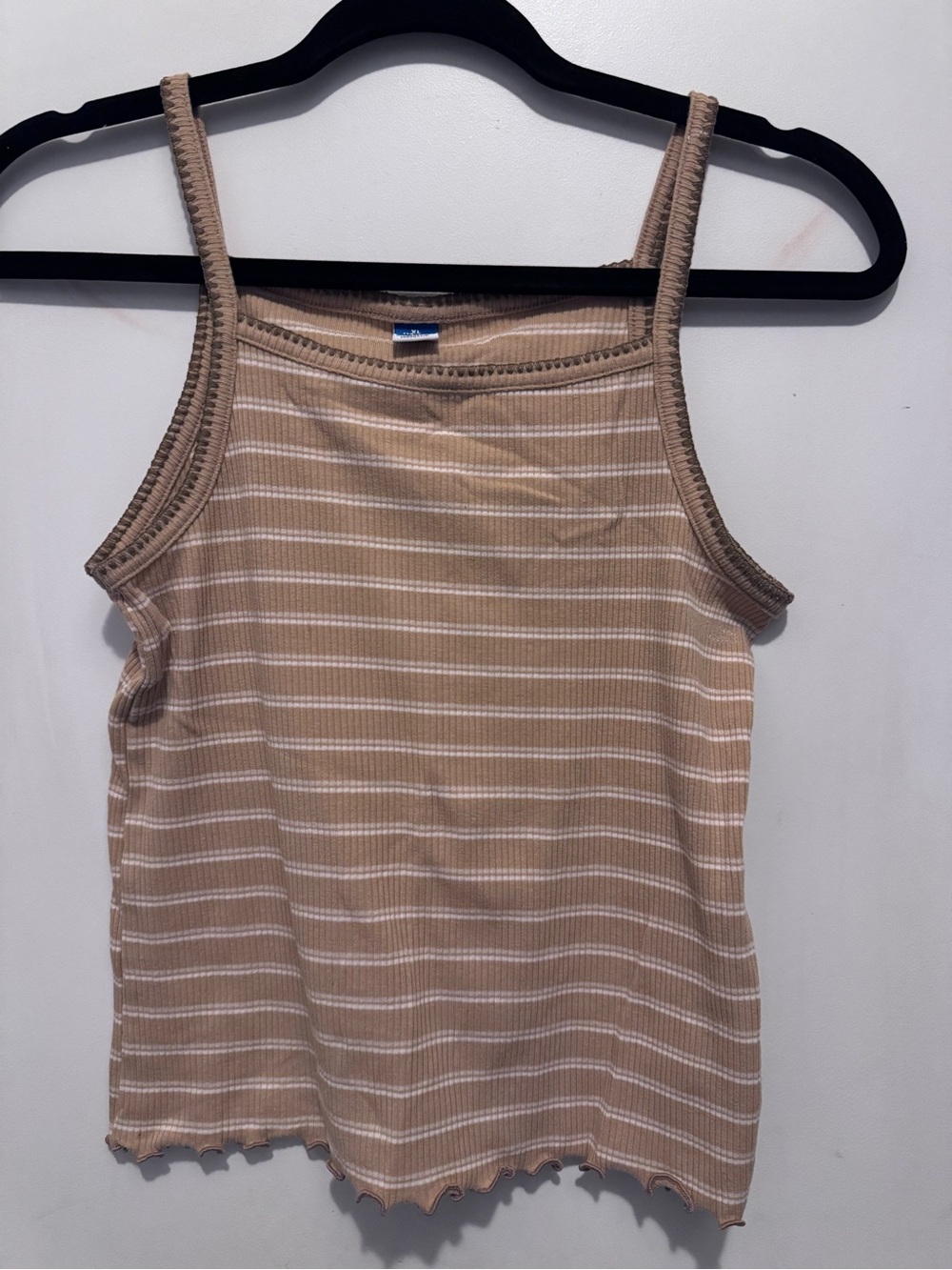 Old Navy Beige and White Striped Ribbed Camisole
